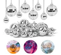 32 pcs Mini Boule à Facettes Kit à Suspendre Petit Boule Disco Miroir Décor