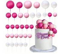 32 pièces Décoration de gâteau Mini boule, Boules de mousse dorées de tailles mixtes pour la décoration de gâteau, Boule de mousse pour la décoration de cupcake, Insertion de gâteau DIY Cadeau Chapeau