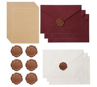 32 Pièces L'ensemble de Papeterie Vintage Papier Enveloppes de Papier | Vintage Papier à Lettre Kraft et Autocollants de Sceau en Cire pour el día de San Valentín Confession Boda Bricolaje