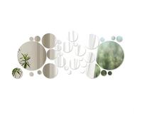 32 Pièces Miroir Adhésif Mural Rond Argent, Stickers Muraux Acrylique 3D, Miroir Autocollant Décoration Murale DIY, Miroirs Ronds de Différentes Tailles pour Salon Chambre Salle de Bain, 2.2-15cm