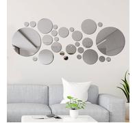 32 Pièces Miroirs Mural Autocolnt,Rond Miroir Stickers Muraux Adhésif 3D,Amovible DéCor Art Cercle pour Salon Chambre