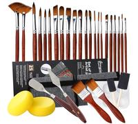 32 Pièces Pinceaux Peinture Acrylique,Pinceau d'artiste Sets de Pinceaux de Peinture,Pinceau Aquarelle Professionnels,Nylon Art Pinceaux,pour Peinture à l'huile,Aquarelle et Gouache