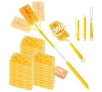 32 Pièces pour Swiffer Plumeau Poussiere de Recharge 360° pour Swiffer Duster Nettoyage Recharge, avec Poignée Plumeau & Perche Télescopique,Plumeau Poussiere pour poils d'animaux,poussière,allergènes