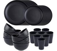 32 Pièces Services de Vaisselle en Plastique Incassable, 8 x 25CM Assiettes Plates, 8 x 20CM Assiettes à Salade, 8 x 720ml SALADIER
