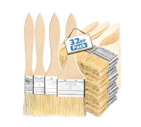 32 Pinceaux Peinture 5,08 cm, 3,81 cm, 2,54 cm et 1,27 cm Pinceau Plat avec Manche Pinceau Vernis Bois Peinture Murale Brosse