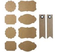 32 stickers kraft baroques + 20 étiquettes kraft Fanion Multicolore G