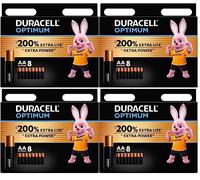 32 x Duracell AA Optimum (4 ampoules de 8 batteries) 32 piles (MX1500/STYLO/MIGNON)