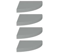 323924 vidaXL Floating Corner Shelves 4 pcs Grey 35x35x3,8 cm MDF