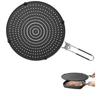32cm Couvercle Anti Eclaboussure avec Poignée Pliable, Anti-Éclaboussures Cuisine pour Protection Contre Projections, Accessoire Cuisine Silicone Universelle pour Poêle, Friture, Casserole (Noir)