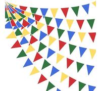32Ft Décoration de fête de Bannière Super Mario Rouge Bleu Jaune Vert Tissu Triangle Fanion Drapeau Guirlandes de banderoles pour Carnaval Cirque Clown Noël Anniversaire Mariage de Soiree Fournitures