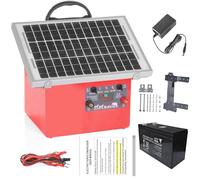 32KM Clôture électrique solaire, dispositif 12 V avec panneau solaire de 7.5 W, 0.5 J 9.5 KV berger électrique mit batterie au plomb 7 Ah, pour vaches, bétail, élevage de volailles, berger