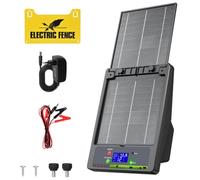 32KM Électrificateur de Clôture Solaire, 2,0 J, Tension Réglable 6-12 kV | Panneau Solaire 10 W, Batterie 18 Ah, Étanche IP55 pour Chevaux, Bovins et Sangliers