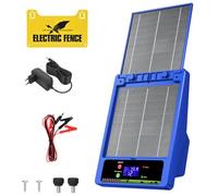 32KM Électrificateur de Clôture Solaire, 2,0 J, Tension Réglable 6-12 kV | Panneau Solaire 10 W, Batterie 18 Ah, Étanche IP55 pour Chevaux, Bovins et Sangliers