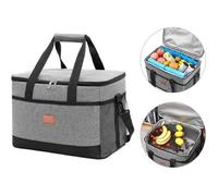 32L Sac Isotherme Pliable Sac de Repas pour Hommes Femmes Enfants, Sac à Déjeuner Lunch Bag Protection de Fraîcheur,Gris