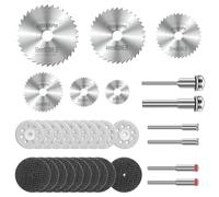 32PCS Lame de Scie Circulaire HSS YURINWOO Disque de Coupe en Résine Compatible Avec Les Accessoires Pour Outils Rotatifs Dremel Avec Tige de 3mm Mandrins Pour Bois, Verre, Plastique, Pierre, Métal