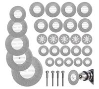 32pcs Mini Disque Diamant avec 4pcs Mandrins Disque à Tronçonner Mini Disques de Coupe pour Verre/Pièrre Précieuse/Bois/Métal/Céram