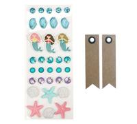 33 Stickers 3d Mer + 20 Étiquettes Kraft Fanion