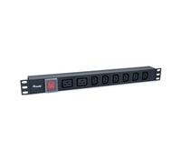 Equip 333316 Unité de Distribution d'Énergie 8 Prises CA (C13/C19) 1U Noir, 220-240V, 16A, Câble 1.8m, Boîtier Aluminium, RoHS