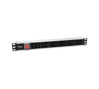 Equip PDU 333318 1U 12 Prises C13 Boîtier Aluminium Noir/Argent 220-240V 10A Câble 1.8m Certification CE/RoHS
