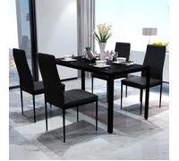33861HOME NEW•) Jill's Ensemble 1 Table bois + 4 chaises de cuisines Contemporain 5 pcs noir Design Stable & Chic ,105x60x74 cm