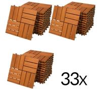 33x Dalles de terrasse en bois d'acacia Mosaïque 30x30cm Dalle clipsable 3m² balcon jardin extérieur