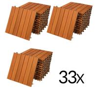 33x Dalles de terrasse en bois d'acacia pour 3m² - 30 x 30 cm Jardin extérieur