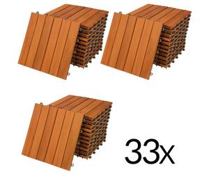 33x Dalles de terrasse en bois d'acacia pour 3m² - 30 x 30 cm Jardin extérieur