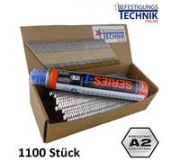 34° Clous en bande 2,8x55mm anneau inox A2 1x gaz pour Paslode IM90Ci IM90Xi IM100Xi1,1M