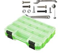 34 Compartment Double-Sided Hardware Organizer Box - Removable Dividers | 12.6"x10.63"x3.15" PP Construction (810g), Double-Sided Storage with 34 Grid Slots, Transparent Lids & Custom Removable