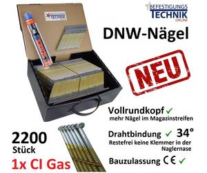 34°DNW Clous en bande 2,8x50mm lisses galvanisés Paslode IM90CI IM90XI V 2,2M