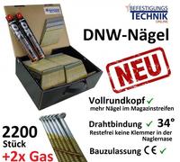 34° DNW clous en bande 3,1x90mm anneau vide Cloueur à gaz Paslode IM350 Tjep Makita BV 2,2M