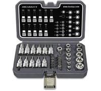 34 pièces. jeu coffret douille torx i jeu décrous e4-e20 i jeu douille torx t10-t60 i inserts de ouille