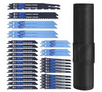 34 Pièces Set de Lames de Scie Sabre, Lames de Scie Alternative pour Bois et Métal, Accessoires de Scie Sabre, Compatibilité avec Bosch Dewalt Makita and many others (Mix Reciprocating Saw Blades)