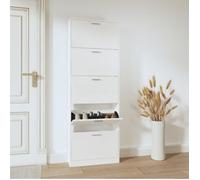 vidaXL Armoire à chaussures - Blanc brillant