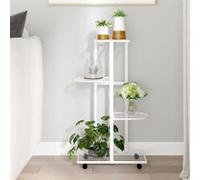 343116 vidaXL Jardinière à 4 niveaux avec roues 44x23x80 cm Blanc Fer Blanc G
