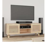 345617 vidaXL Meuble TV Marron 105x30x40 cm Bois de pin massif rotin naturel