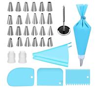 35 Pièce Douilles Pâtisserie Piping Nozzles Base de tuyauterie réutilisables Poche à Douille Coupler Fleur Ongles, Acier Inoxydable Douilles Patisserie,DIY Kits Accessoires pour Décoration de Gâteaux.