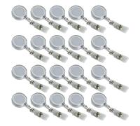 35 pièces porte-badge rétractables avec pince ceinture en métal, porte carte d'identité transparent blanc, bouton de tirage facile, plastique et métal, pour bureau, école