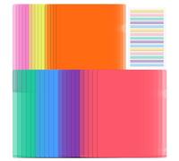 35 Pochettes Plastiques Perforées A4 Transparentes | 7 couleurs, pochette coin transparente A4 avec 300 marque page index, pour projets, école, bureau et maison