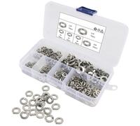 350 Pièces Kit de Rondelles Frein en Acier Inoxydable 304 | Boîte Plastique Incluse, Tailles Multiples, Argenté, Installation Facile, Rangement Pratique, pour Débutants