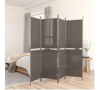 vidaXL Cloison de Séparation 4 Panneaux Séparateur de Pièce Pliable Diviseur Écran d'Intimité Paravent Décoration Salon Anthracite 200x220 cm Tissu G