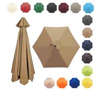 350CM/8 Baleines Auvent De Remplacement Pour parasol De Jardin, Toile De parasol Déporté, Housse De Rechange En Polyester Anti UV 50+(Khaki,8 RIBS/350CM(11.5FT))