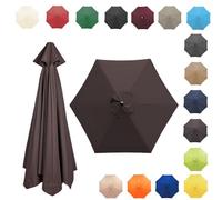 350CM/8 Baleines Auvent De Remplacement Pour Parasol De Jardin, Toile De Parasol Déporté, Housse De Rechange Pour Parasol D'extérieur, Polyester Anti UV 50+(Brown,6 RIBS/270CM(8.8FT))