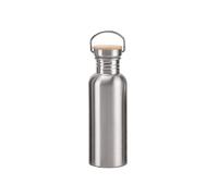 (350ml Bamboo cover) Stainless Steel Water Bottle With Handle Uninsulated Single Walled For Sports