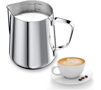 350ml Pot à Lait 304 Inox pour Mousser le Lait, Pichet Lait Inox avec Marque de Mesure 12oz, Tasse a Cafe, Pichet Inox pour