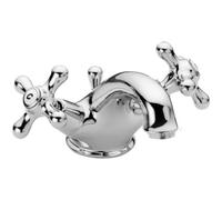 35605012 Schläfer | Robinet de lavabo de salle de bain vintage avec deux boutons antiques, robinet en laiton, robinet mélangeur traditionnel de style rétro monotrou avec drain 1 1/4, chrome