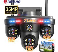 35MP WiFi caméra IP 4 écrans 7 lentilles 10X Zoom extérieur sans fil PTZ caméra de sécurité suivi automatique CCTV caméra