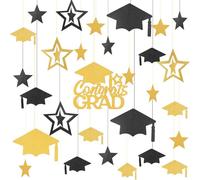 35pcs Bannière de remise des diplômes, Décorations de fête pour salle de ouloir, jardin