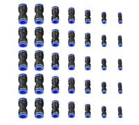35Pcs OD 4/6/8/10/12/14 / 16mm Tuyau À Air Pneumatique Droit Connecteur Pousser Les Raccords Rapides En Plastique Bleu + Noir
