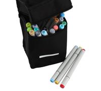 36 couleurs, marqueurs double face, ensemble de crayons à croquis, trousse à crayons noire, indispensable pour les artistes